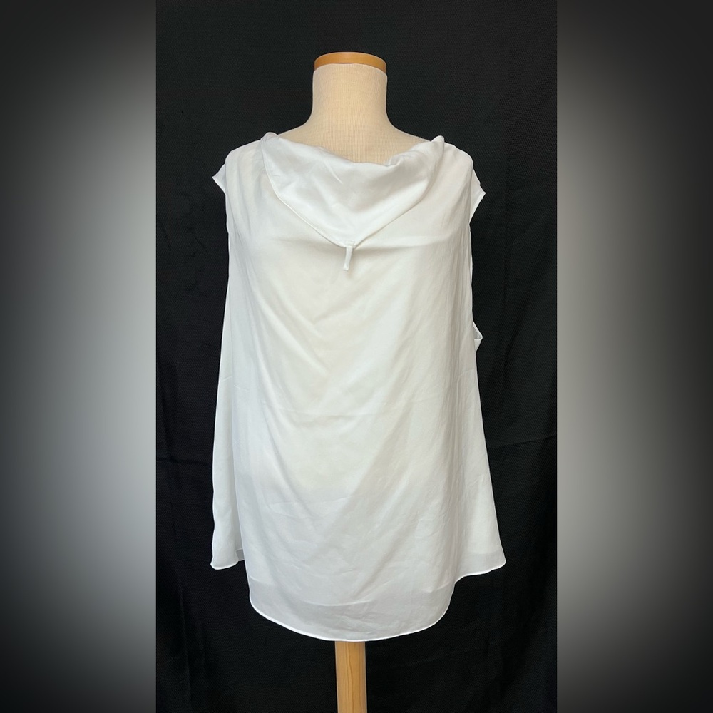 Draped Cowl Neck Sleeveless Tank Top - White